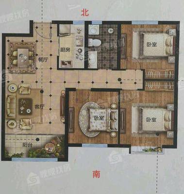 禧福荷堂B区2室2厅1卫102㎡