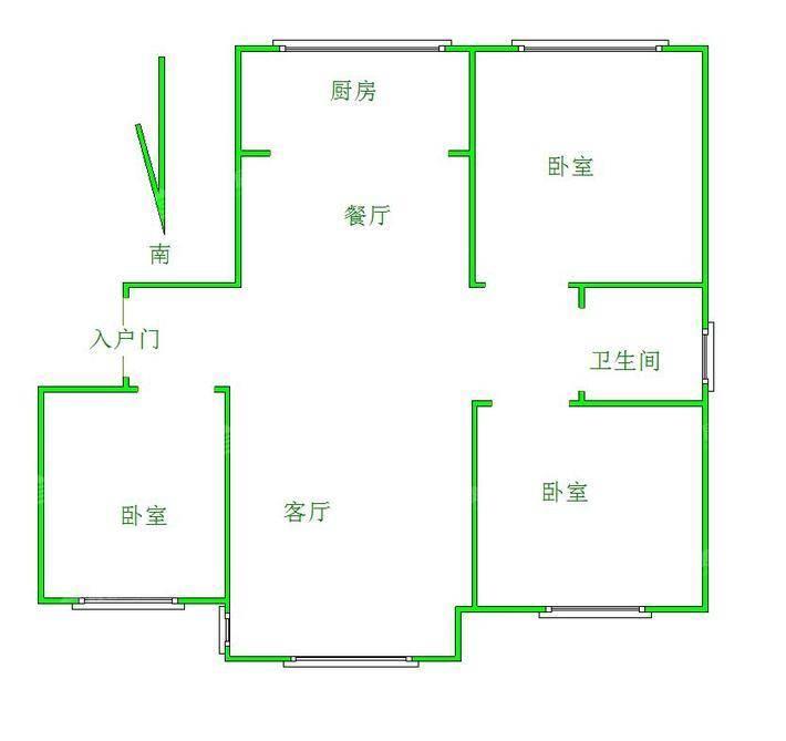 荣盛名邸3室2厅1卫116㎡