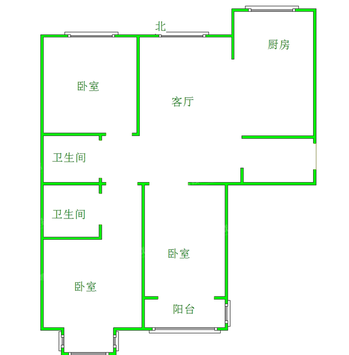 东方世纪城西区3室2厅1卫126㎡