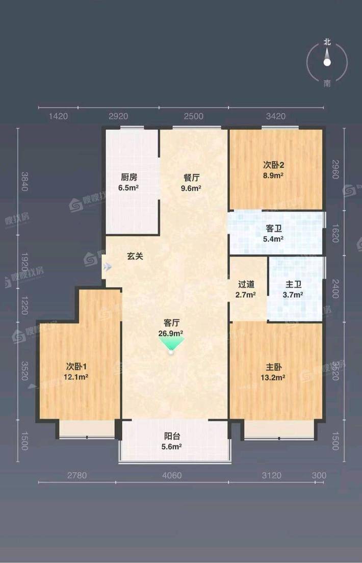 锦熙府3室2厅2卫128㎡