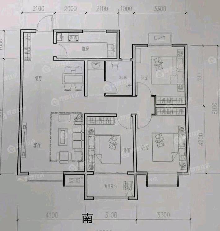 世纪福邸3室2厅1卫116㎡