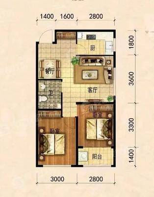 颐和尚城四区2室2厅1卫75㎡
