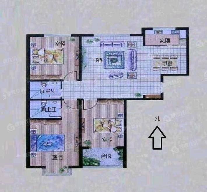 东方世纪城西区3室2厅2卫129㎡