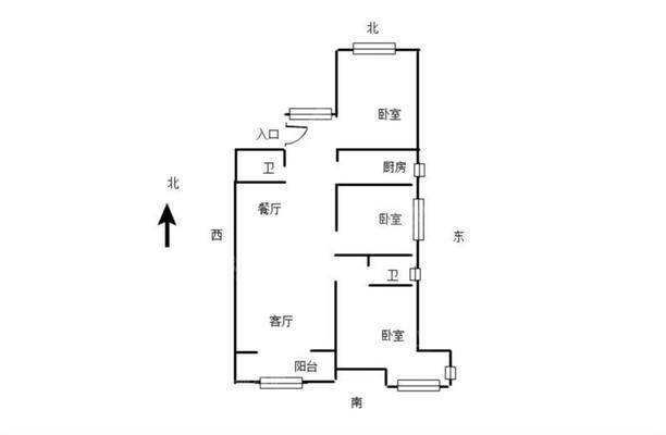 天成郡府东区3室1厅1卫125㎡