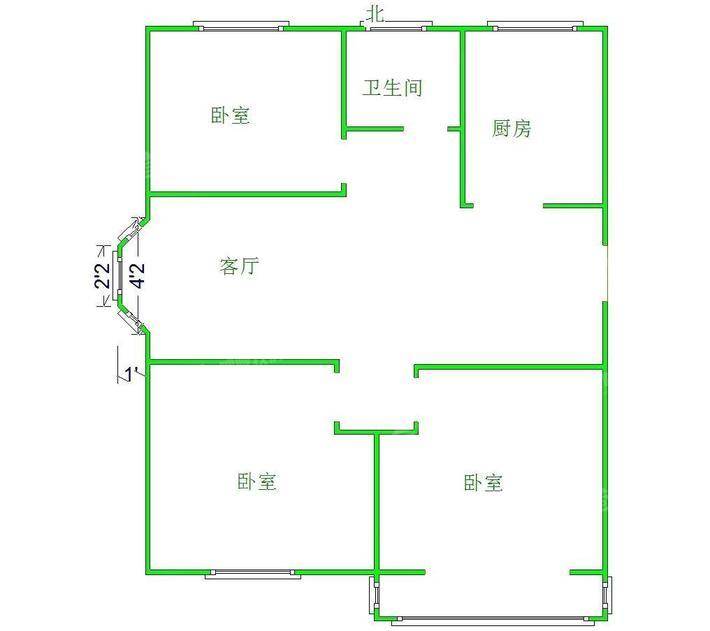紫御华府3室2厅1卫113㎡