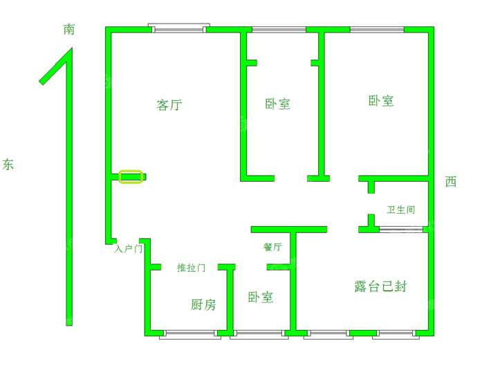 建设小区3室2厅1卫122㎡