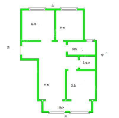 孔雀城B区3室2厅1卫108㎡
