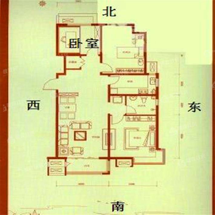 宏宇城（B区）3室2厅1卫118㎡