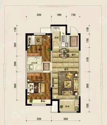 保利花园2室2厅1卫89㎡