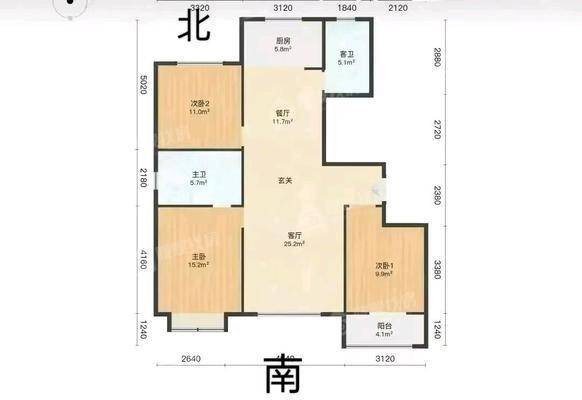 海韵小区北区3室2厅2卫123㎡