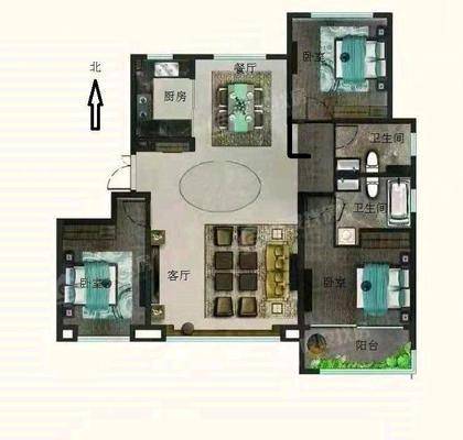 天成玉玺台三期3室2厅2卫132㎡