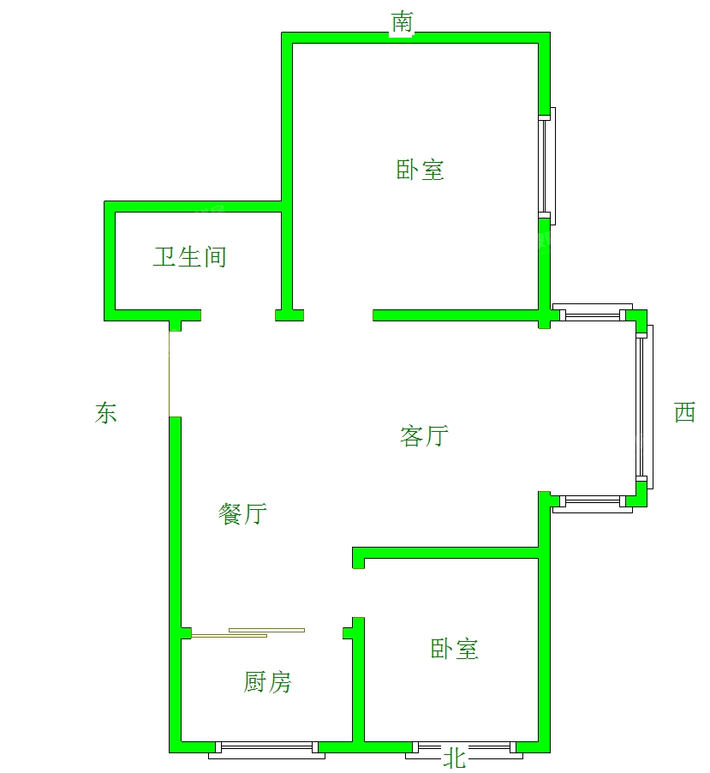 天成郡府南区2室2厅1卫78㎡
