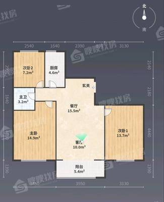 流津时代北区（6）3室2厅1卫104㎡