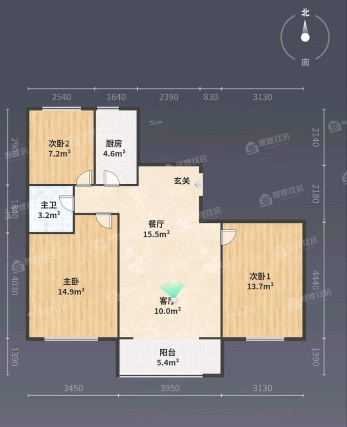 流津时代北区（6）3室2厅1卫104㎡