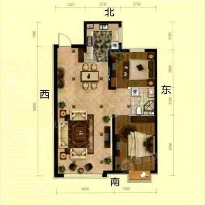皇家壹里（C区）2室2厅1卫108㎡