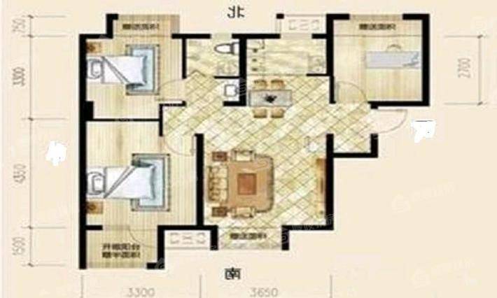 阿尔卡迪亚锦绣天地A区3室2厅1卫91㎡