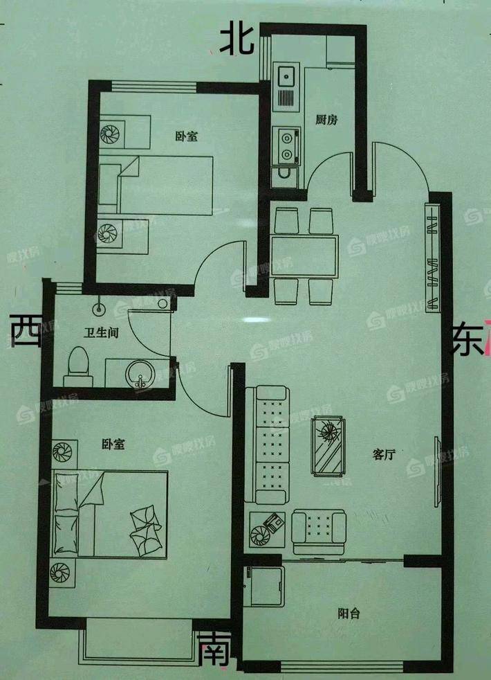 嘉禾一方三期2室2厅1卫88㎡