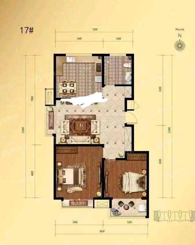 滨河龙韵2室2厅1卫91㎡