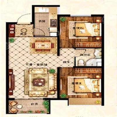 天成明月洲东区2室2厅1卫90㎡