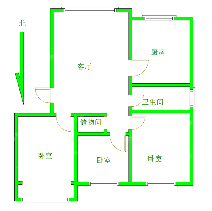 通翔园3室2厅1卫119㎡