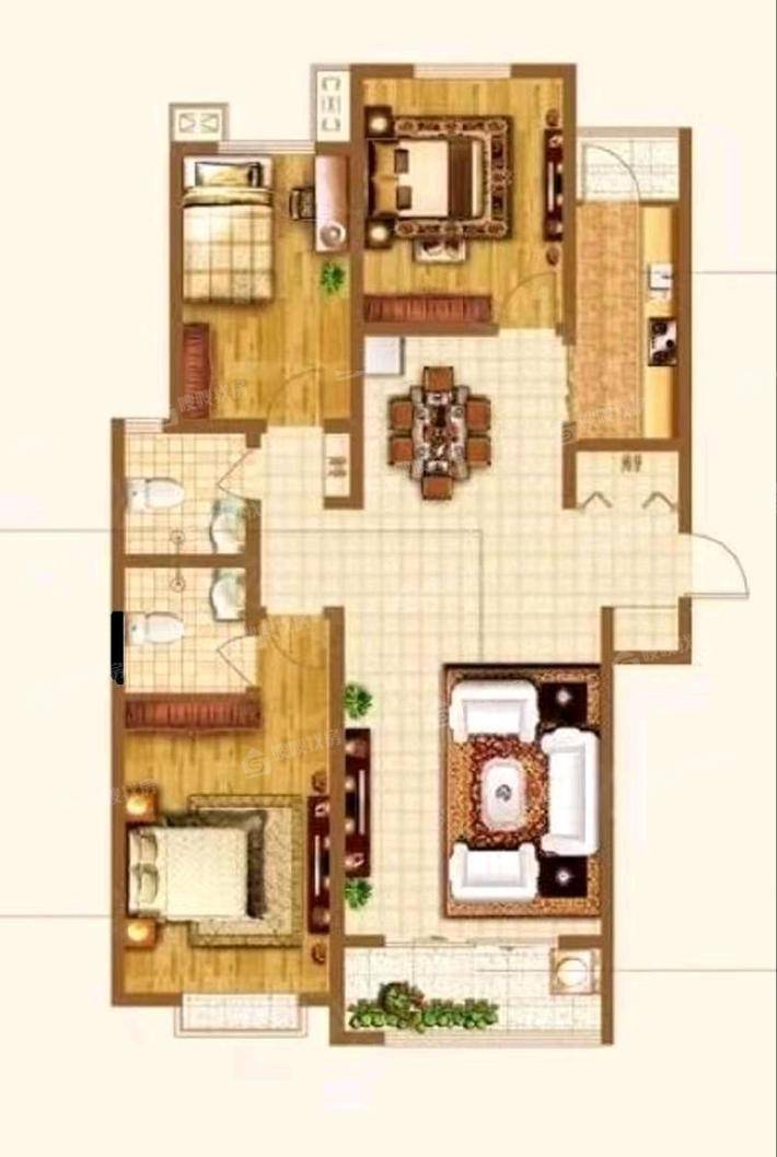 龙岸清华3室2厅2卫137㎡